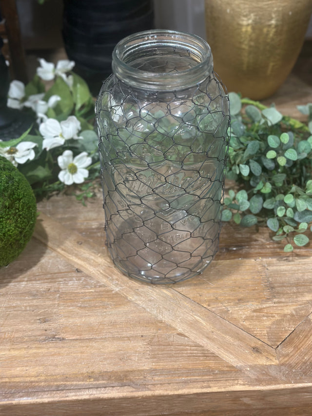 12” Canning Jar with Poultry Wire