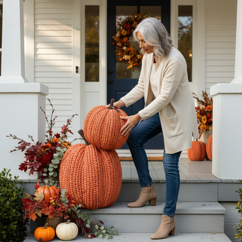 21" or 27.5" Orange Basket Weave Pumpkin