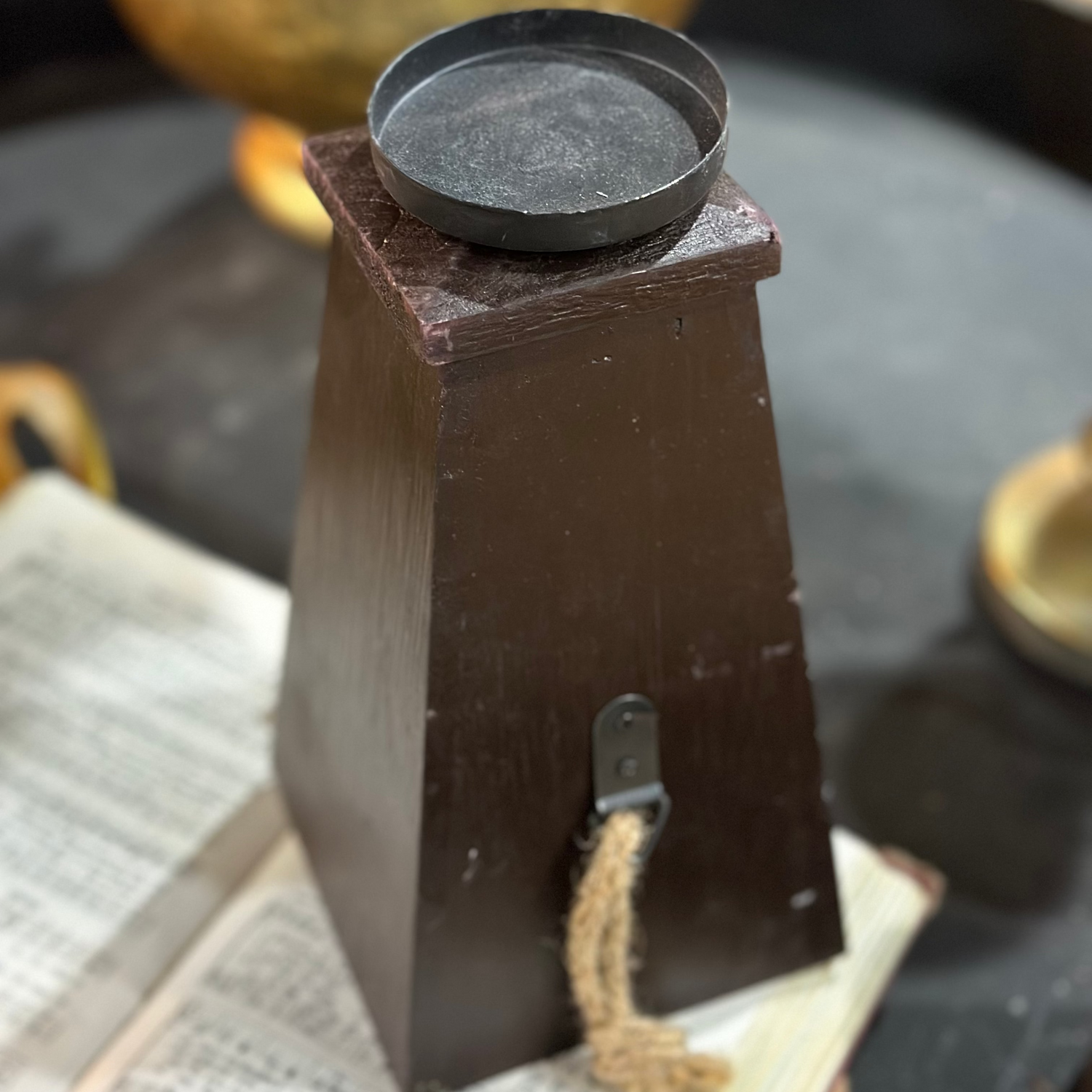 9" Wood Candle Holder Coffee