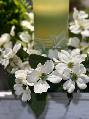 13" Dogwood Candle Ring Cream