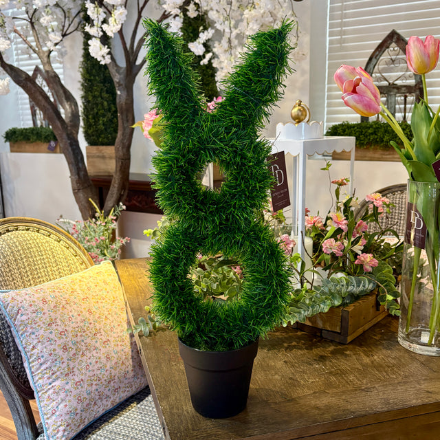 25" UV Potted Grass Bunny Topiary