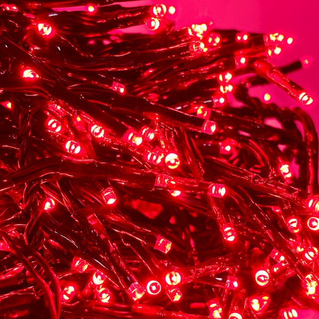 LEDs Connect Cluster Lights | 8 Function Twinkle Effect | Outdoor | Red | Starter Pack