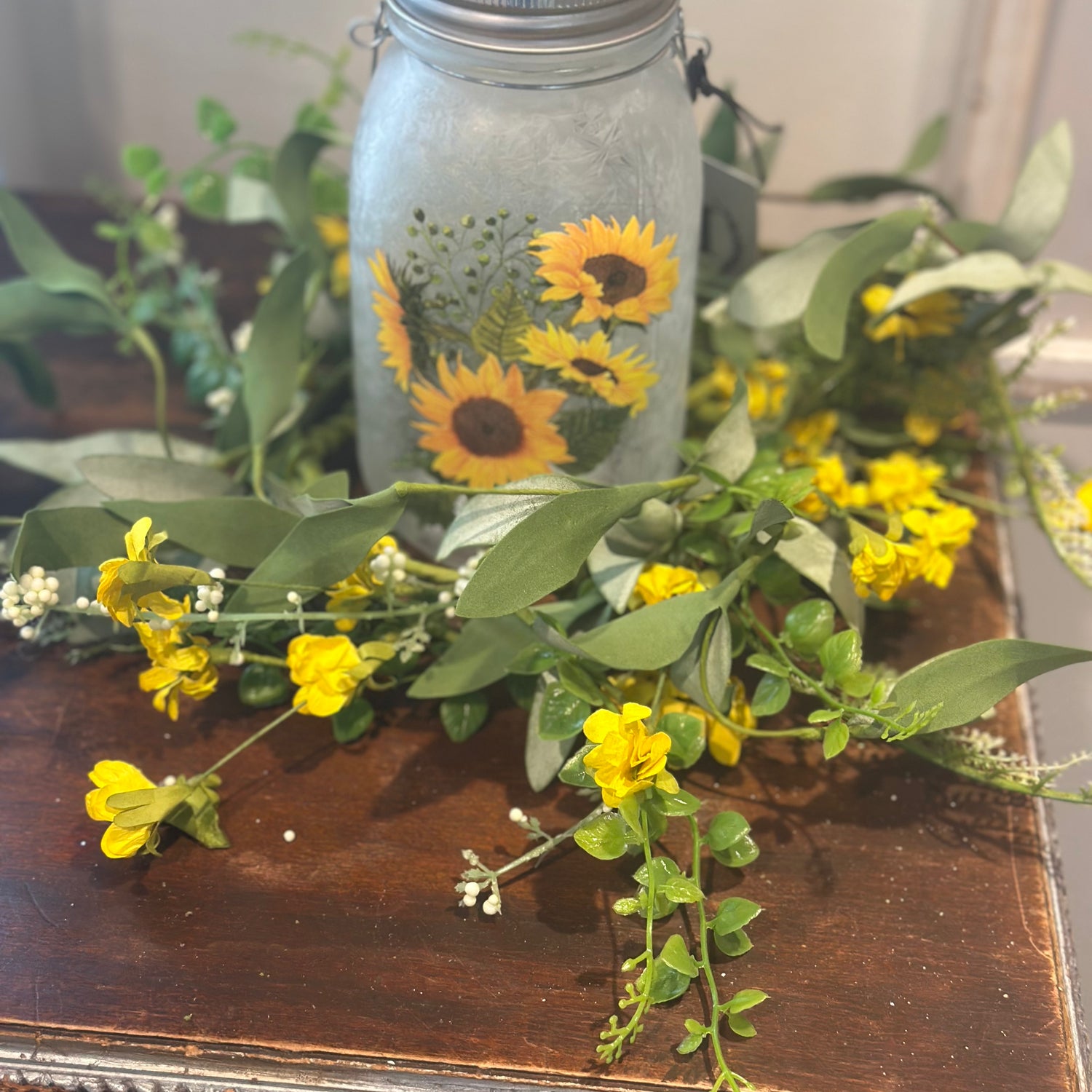 12" Mini Sunflower & Fern Candle Ring