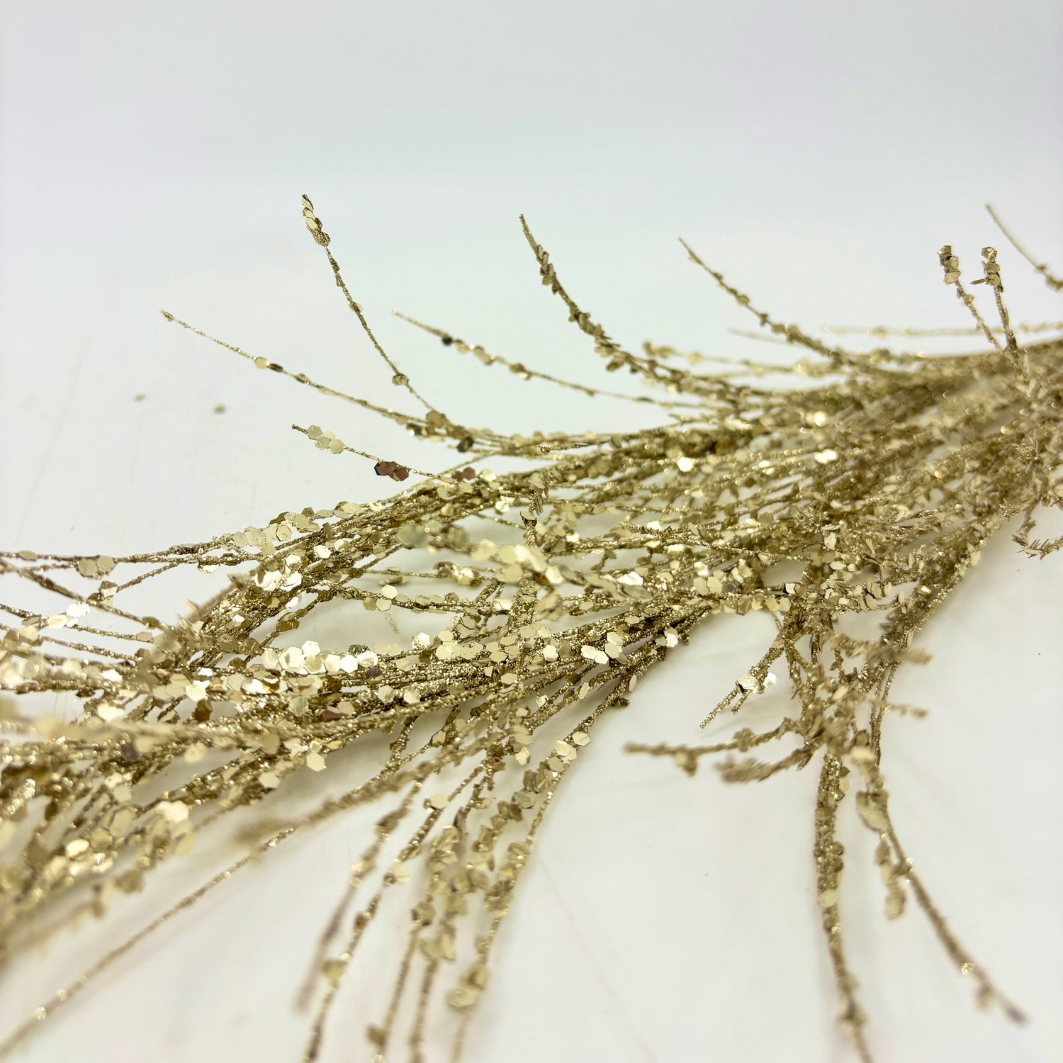 34" Champagne Glitter-Sequin Pampas Grass Spray
