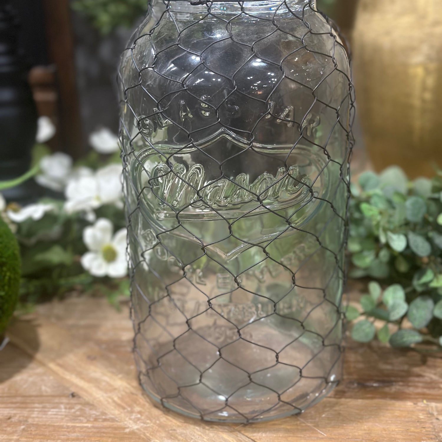 12” Canning Jar with Poultry Wire