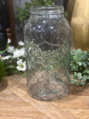 12” Canning Jar with Poultry Wire