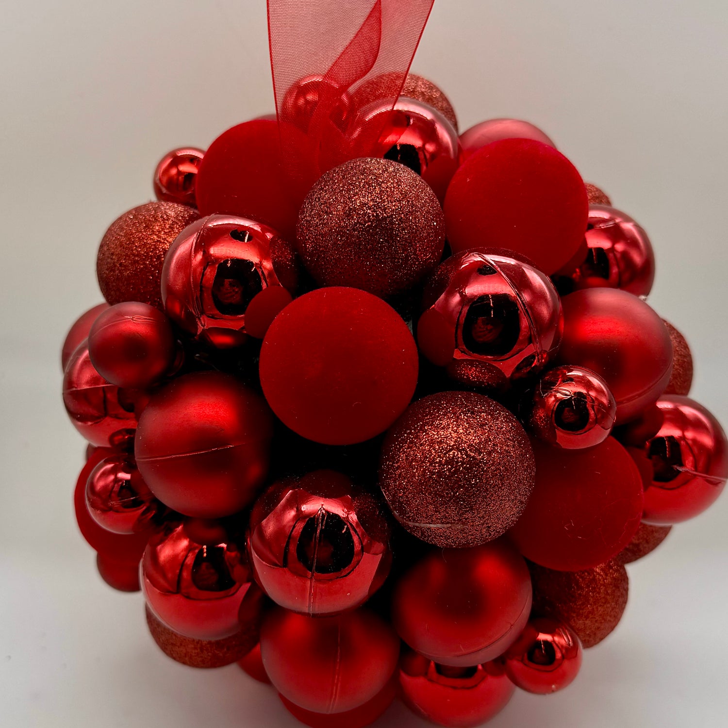 6.5" Red Mixed Shiny/Matte/Glitter Ball Ornament