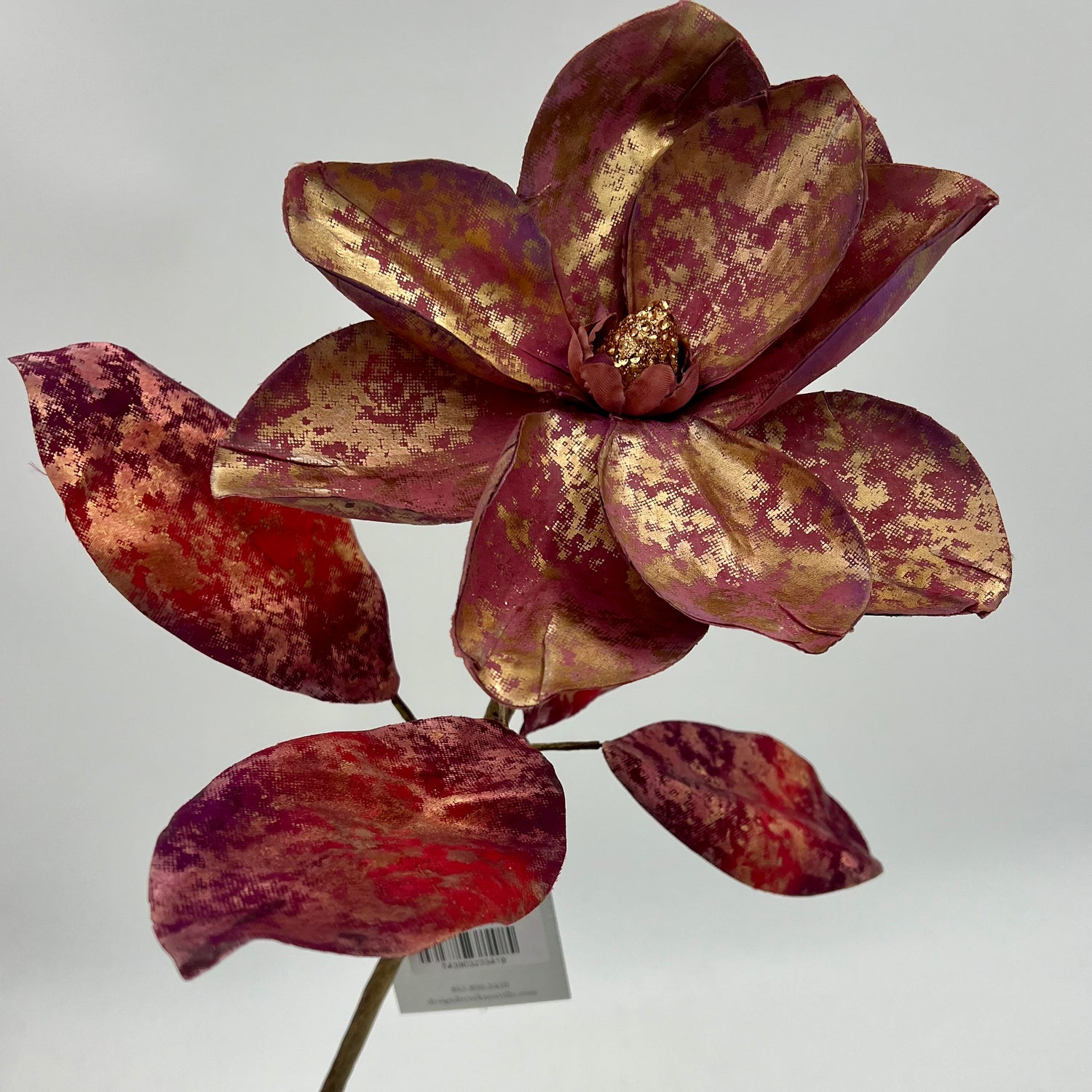 22" Wine Renaissance Gilded Magnolia Stem