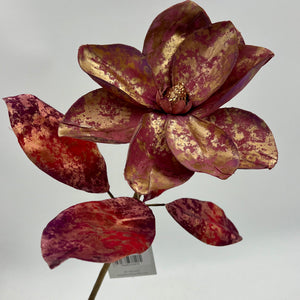 22" Wine Renaissance Gilded Magnolia Stem