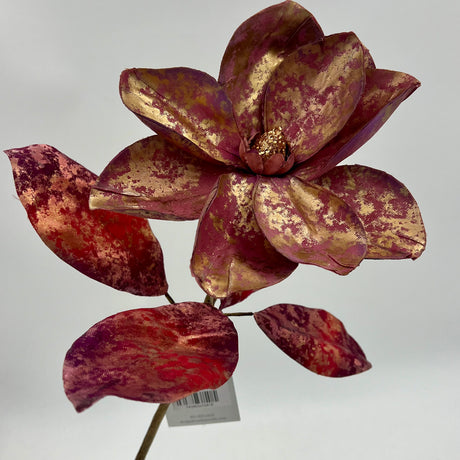 22 inch Wine Renaissance Gilded Magnolia Stem