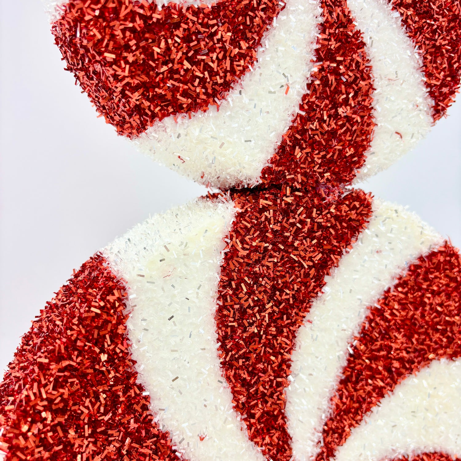26" Red|White Tinsel Glitter Foam Peppermint Stack