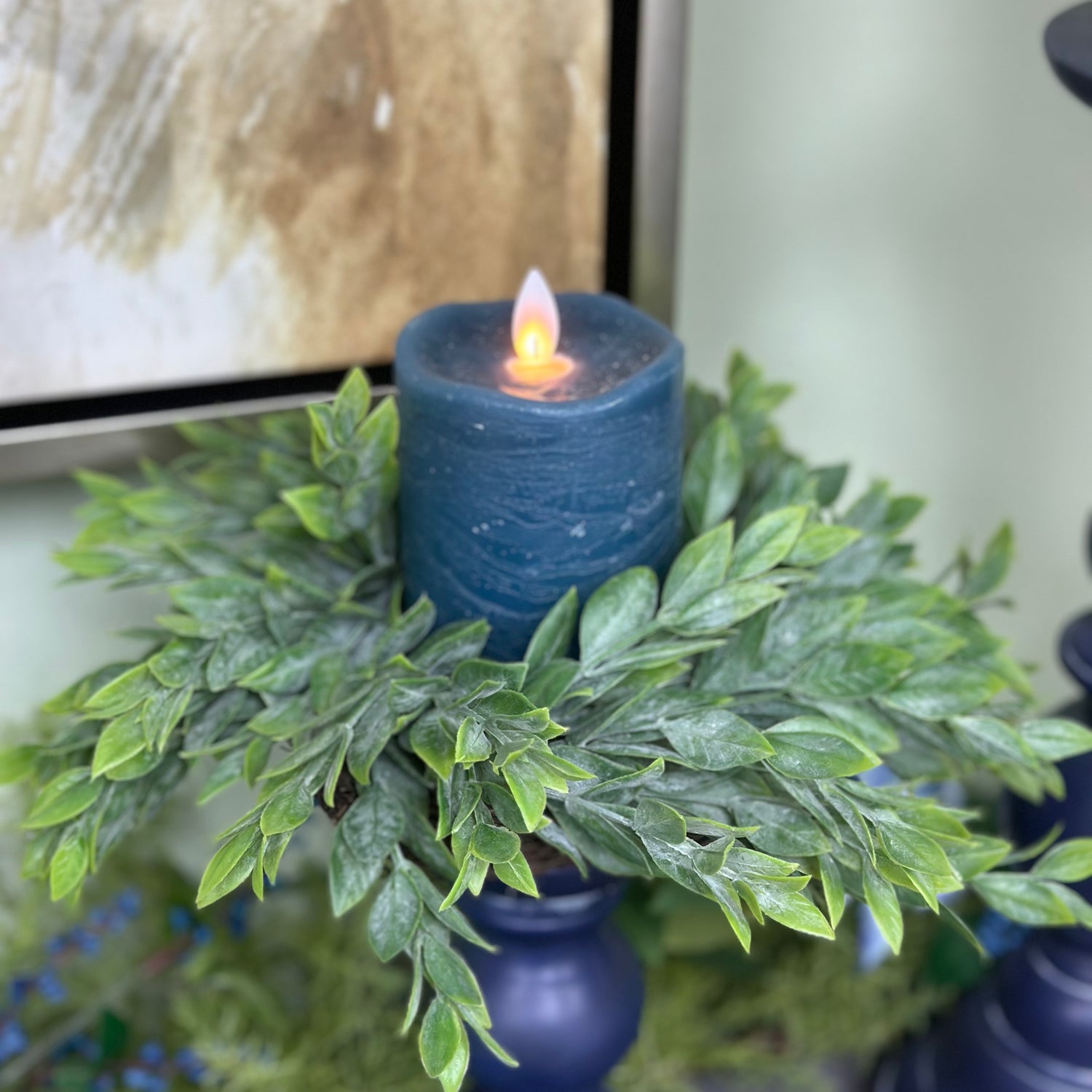 4" Ruscus Candle ring