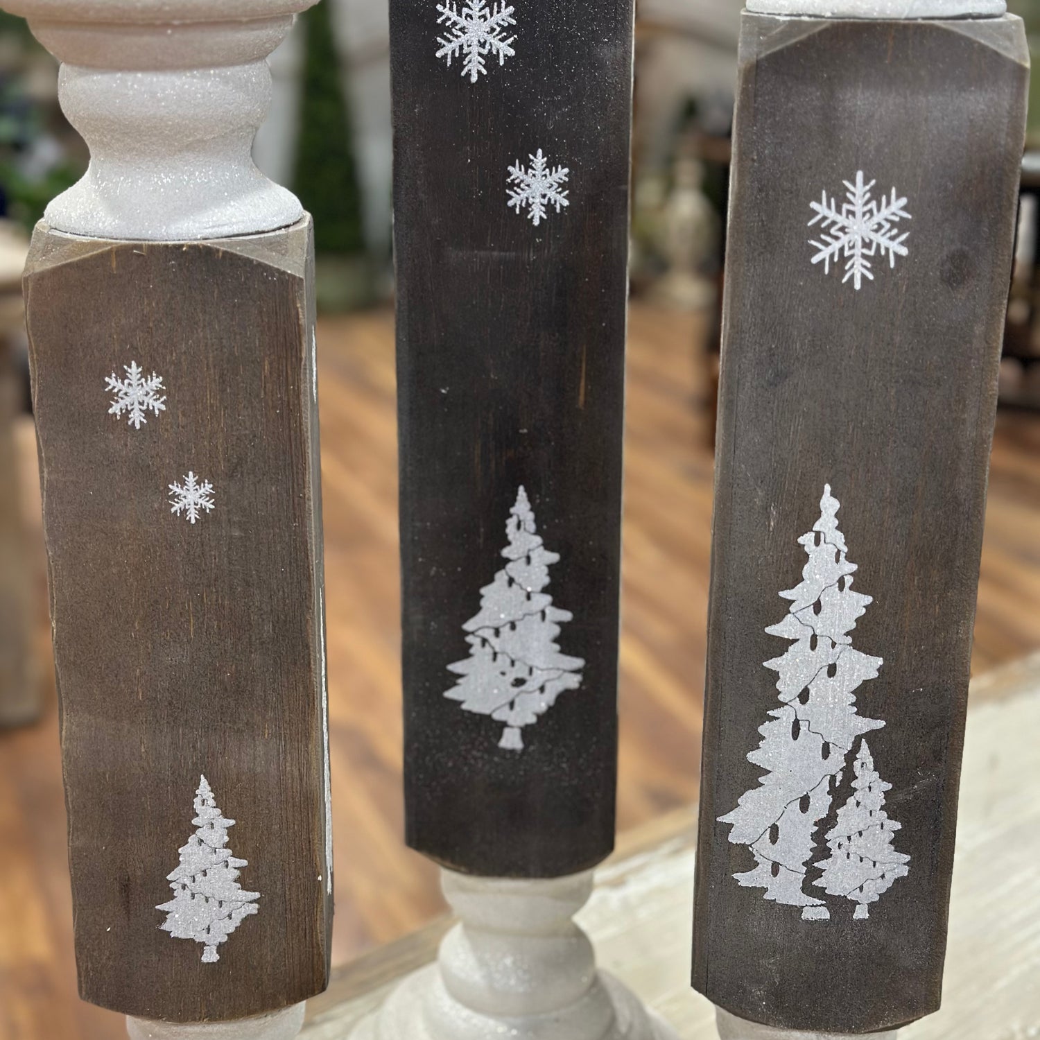 28.5", 25.5"& 22.5" Wood Pillar Candle Holder Set Of 3