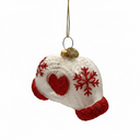 2" Red and White Glass Glove Snowflake Ornament