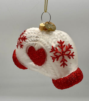 2" Red and White Glass Glove Snowflake Ornament