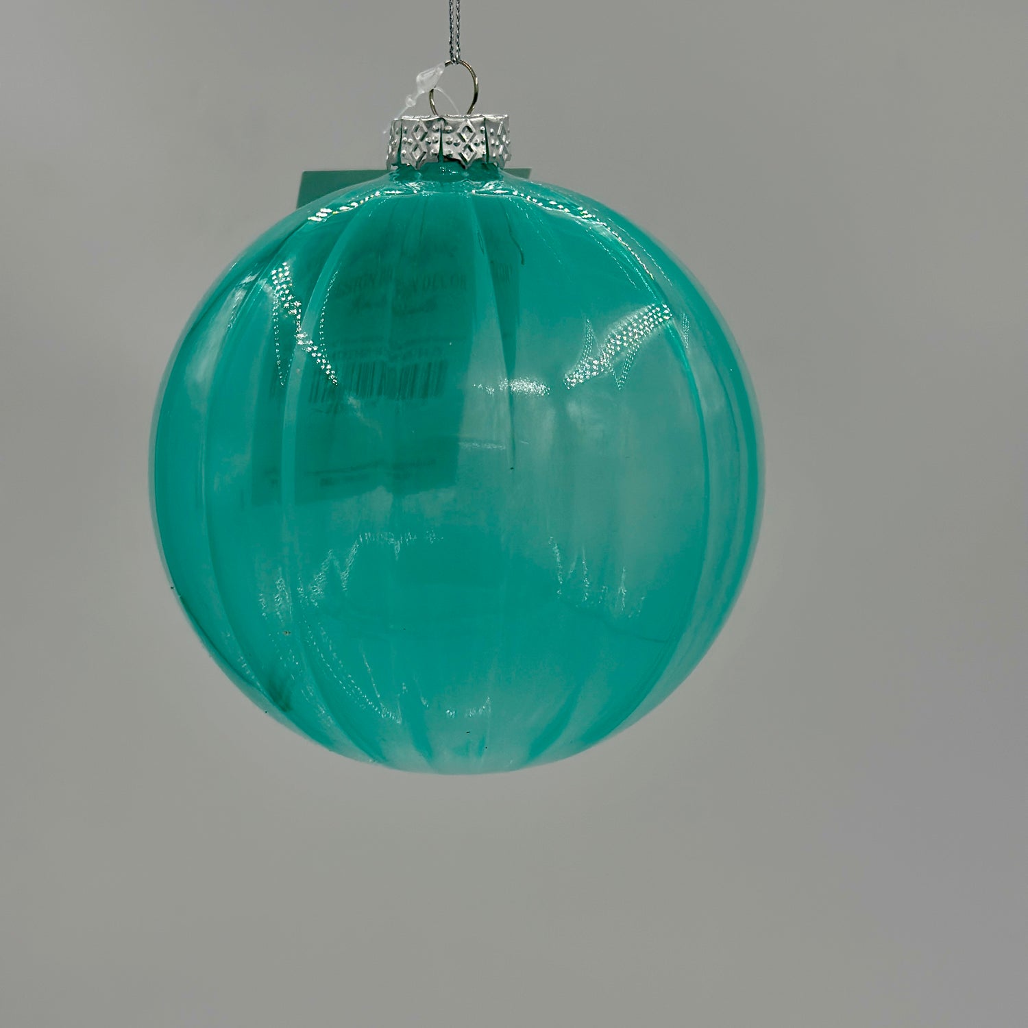 5.5" Teal Clear Glass Ball Ornament