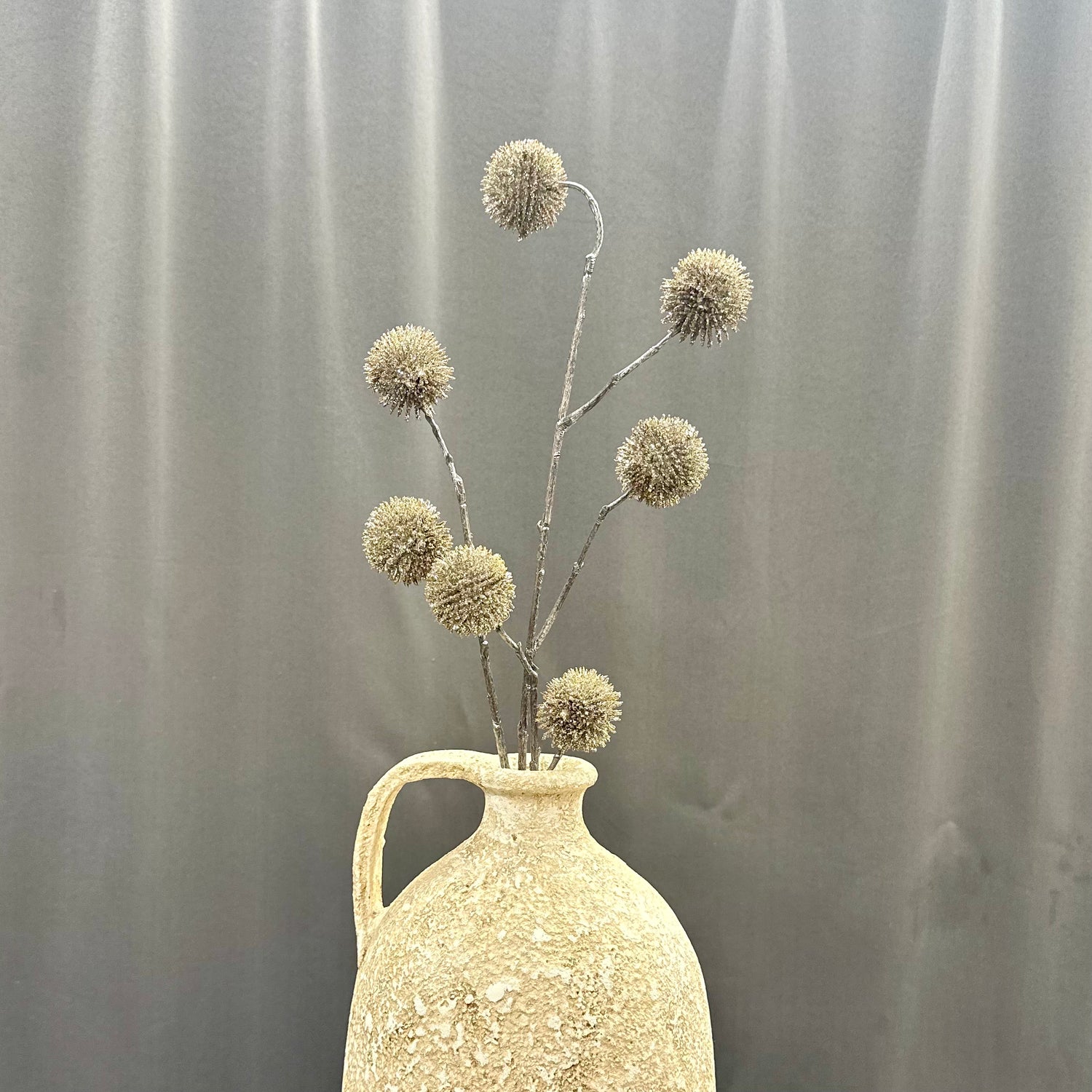 32" Champagne Glitter Pom Pom Spray