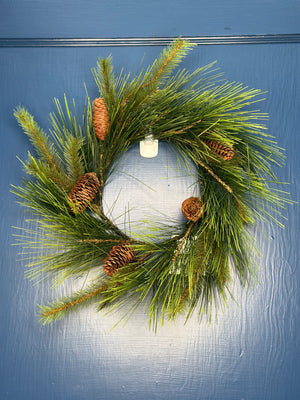 13" Long Needle Mix Wreath/Candle Ring