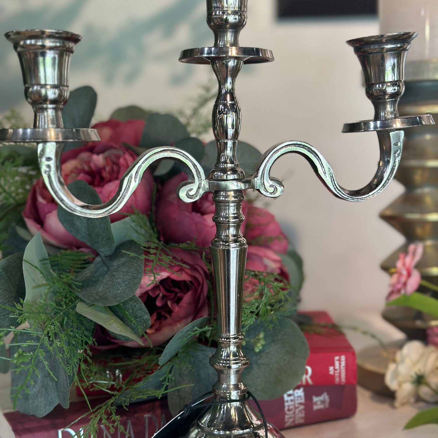 12" Candle Holder Aluminum Silver Polish