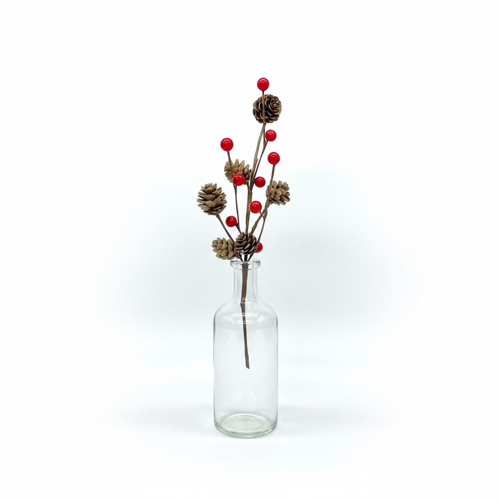 12" Plastic Cone and Berry Branch