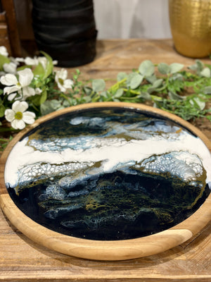 16" Acacia Resin Lazy Susan Sapphire Sky