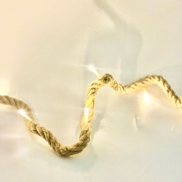 74" LED Garland Battery-Operated for Indoor Use | Natural Rope