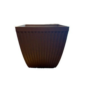 14" Fiber Resin Corrugated Square Planter