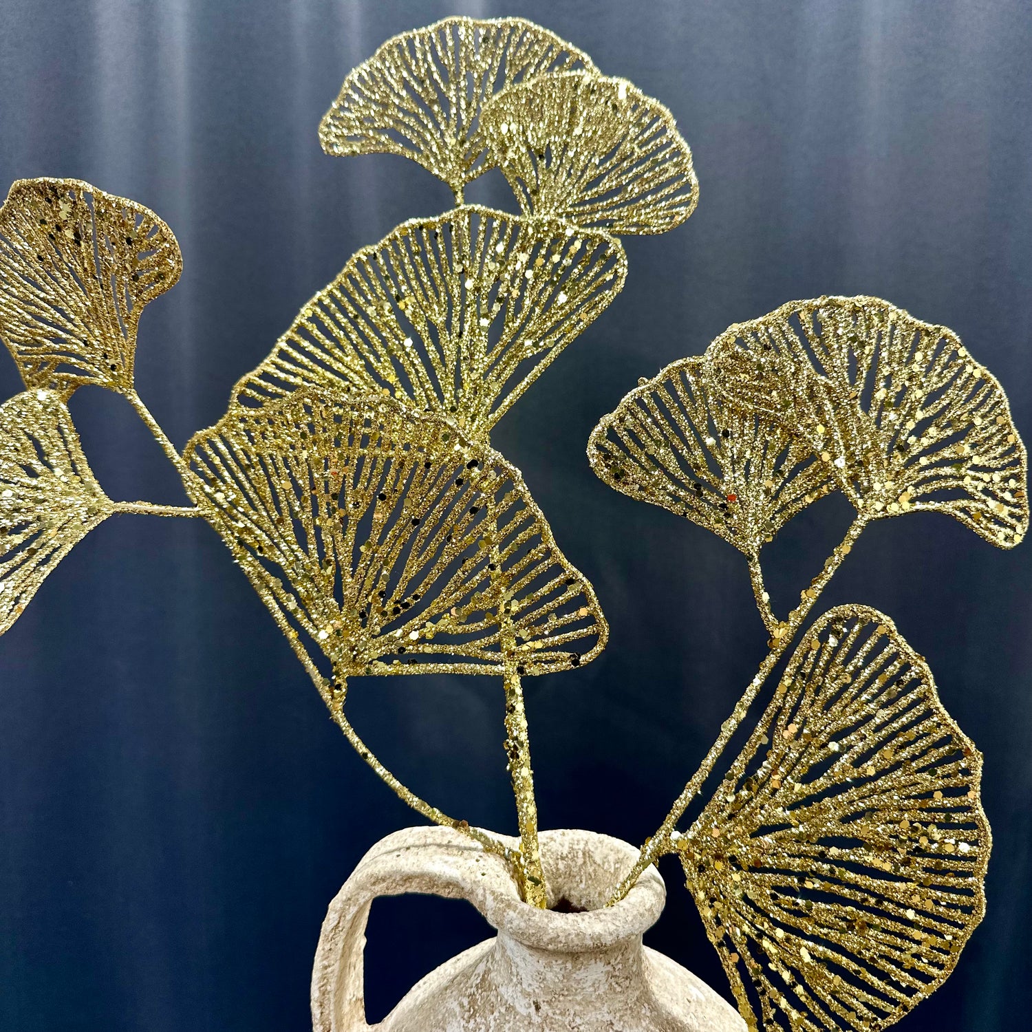 28" Gold Ginkgo Glitter Spray