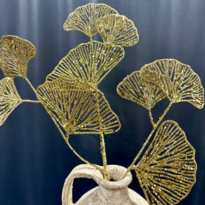 28" Gold Ginkgo Glitter Spray