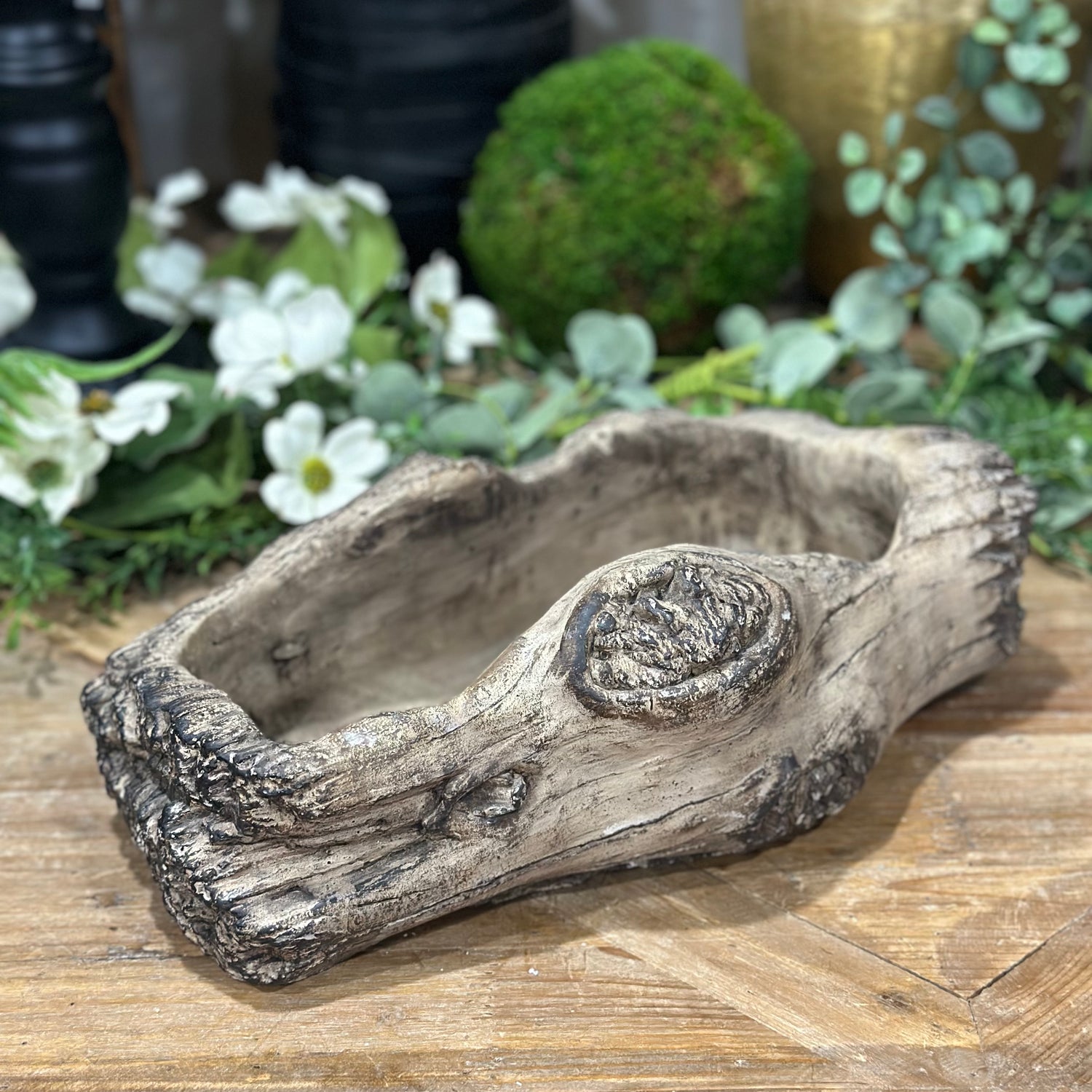 4.5” Oblong Concrete Log Planter