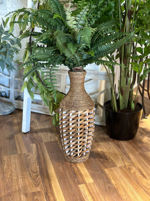 24" Woven Rattan Floor Vase