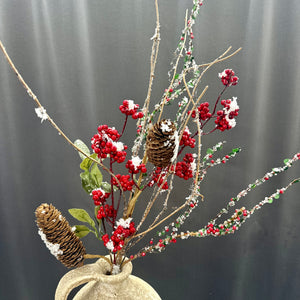 30" Snowed Red Privet Berry Spray