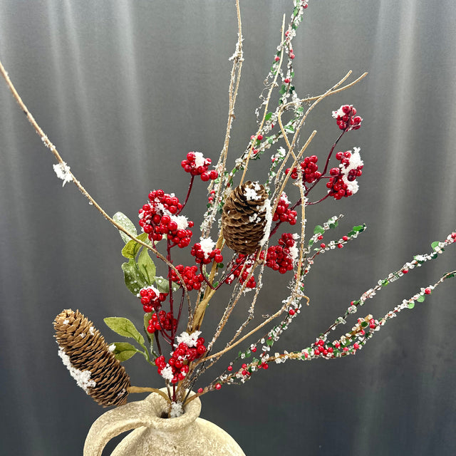30" Snowed Red Privet Berry Spray