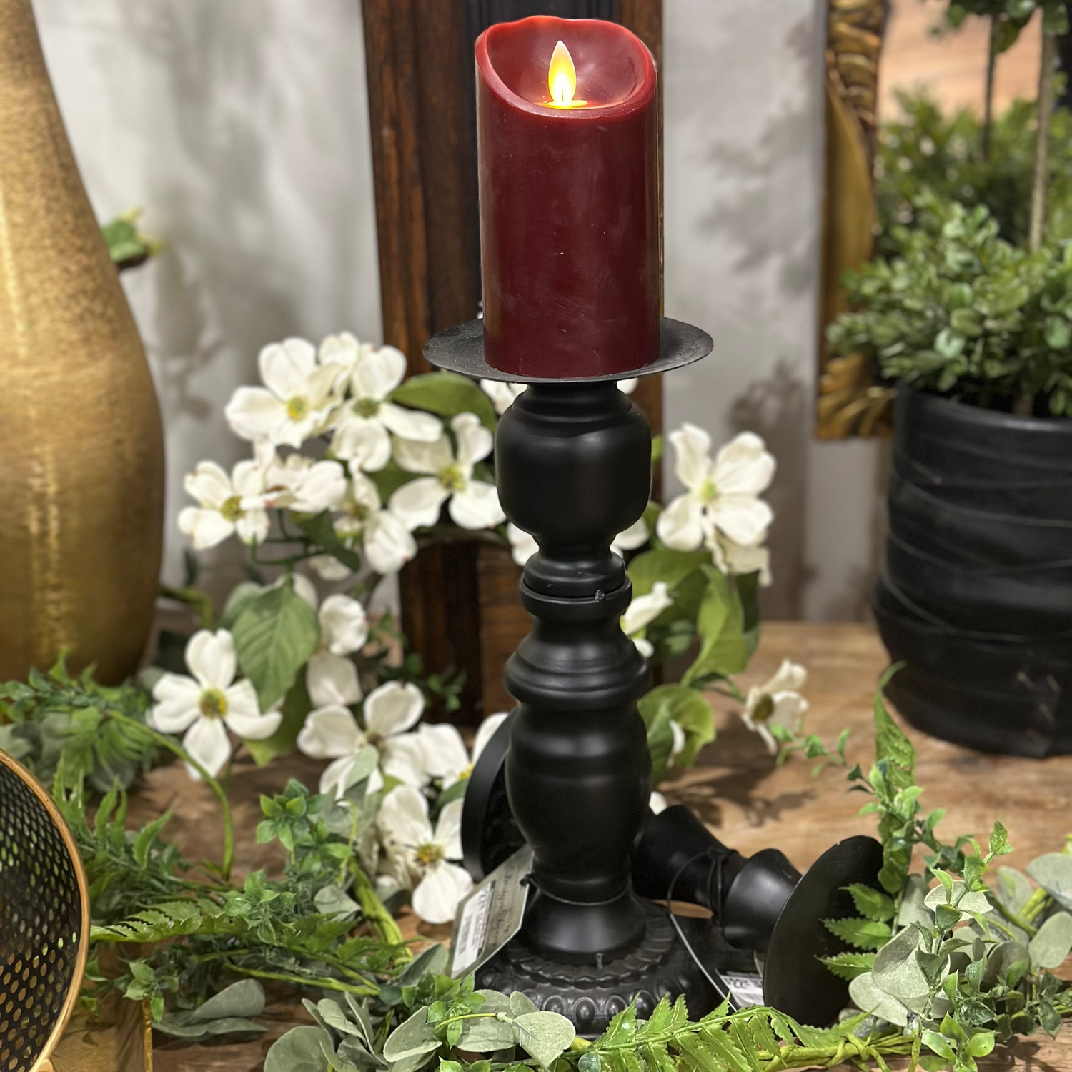 12.5" Black Metal Candle Holder