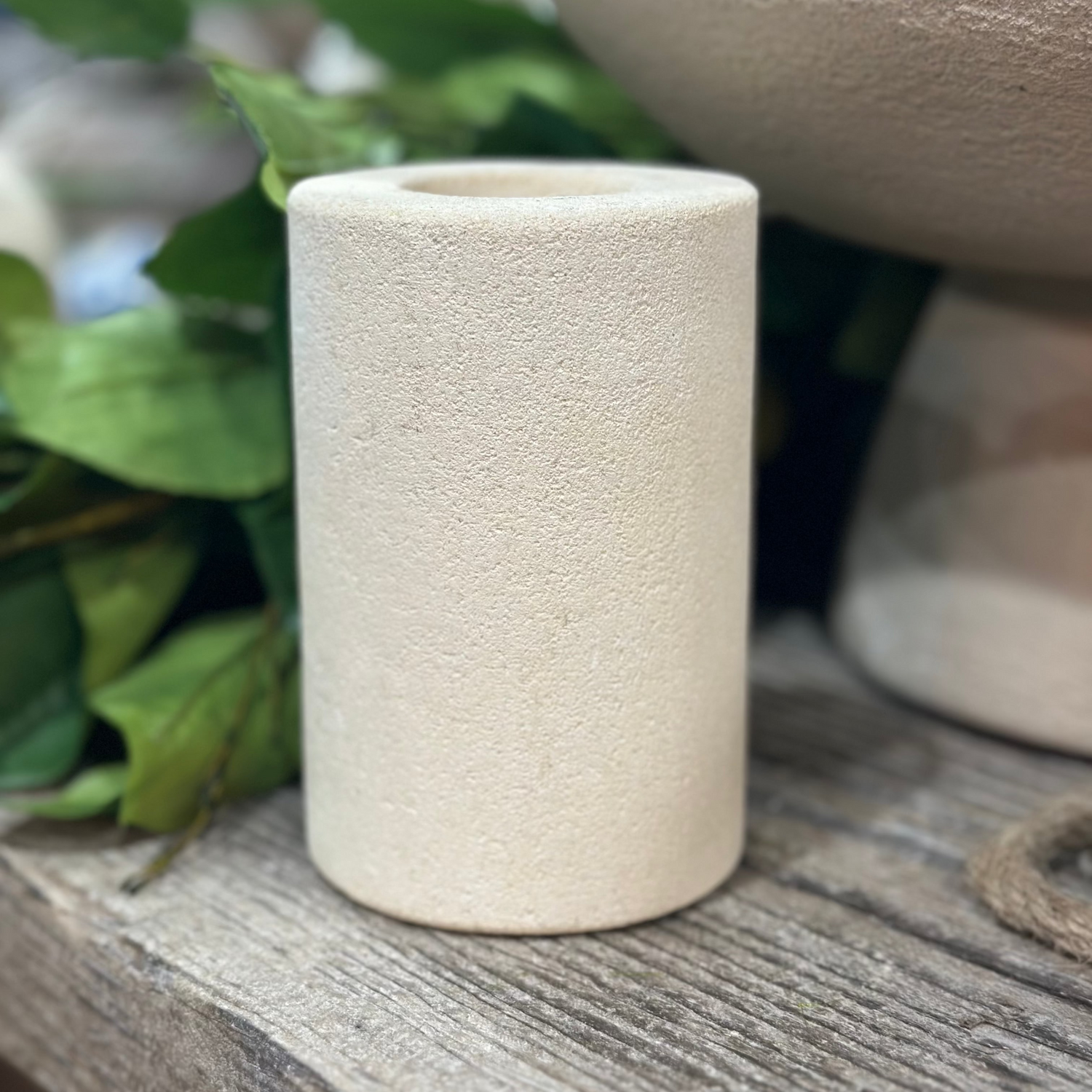 5" Round Sandstone Tealight Holder