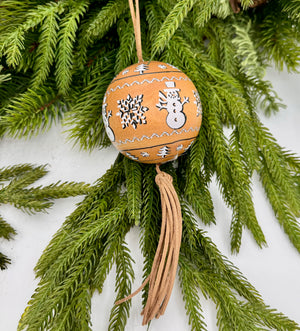 3" Wooden Ball with Tassel Ornament