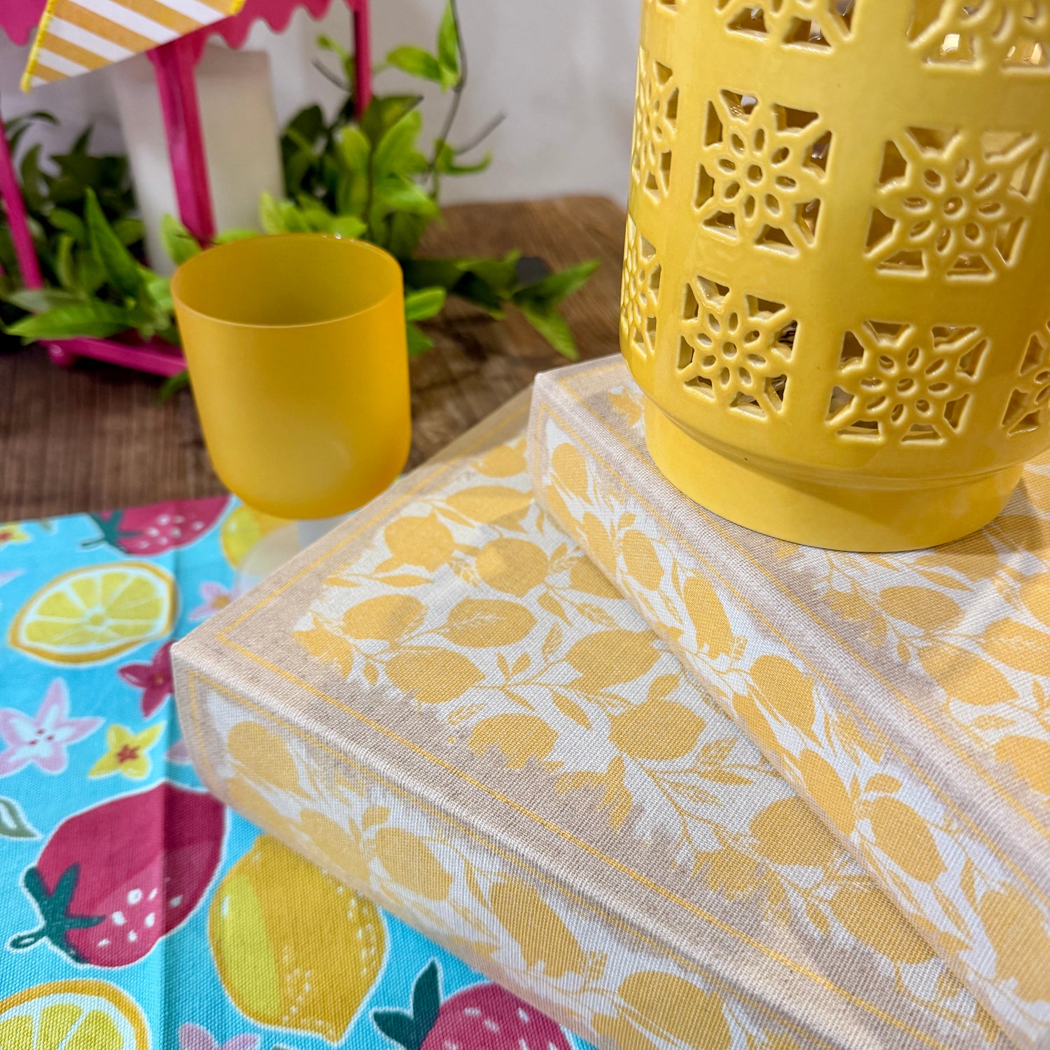 7" x 3" x 10.5" / 5" x 2" x 8.5" Lemons Decorative Book Set | Set of 2