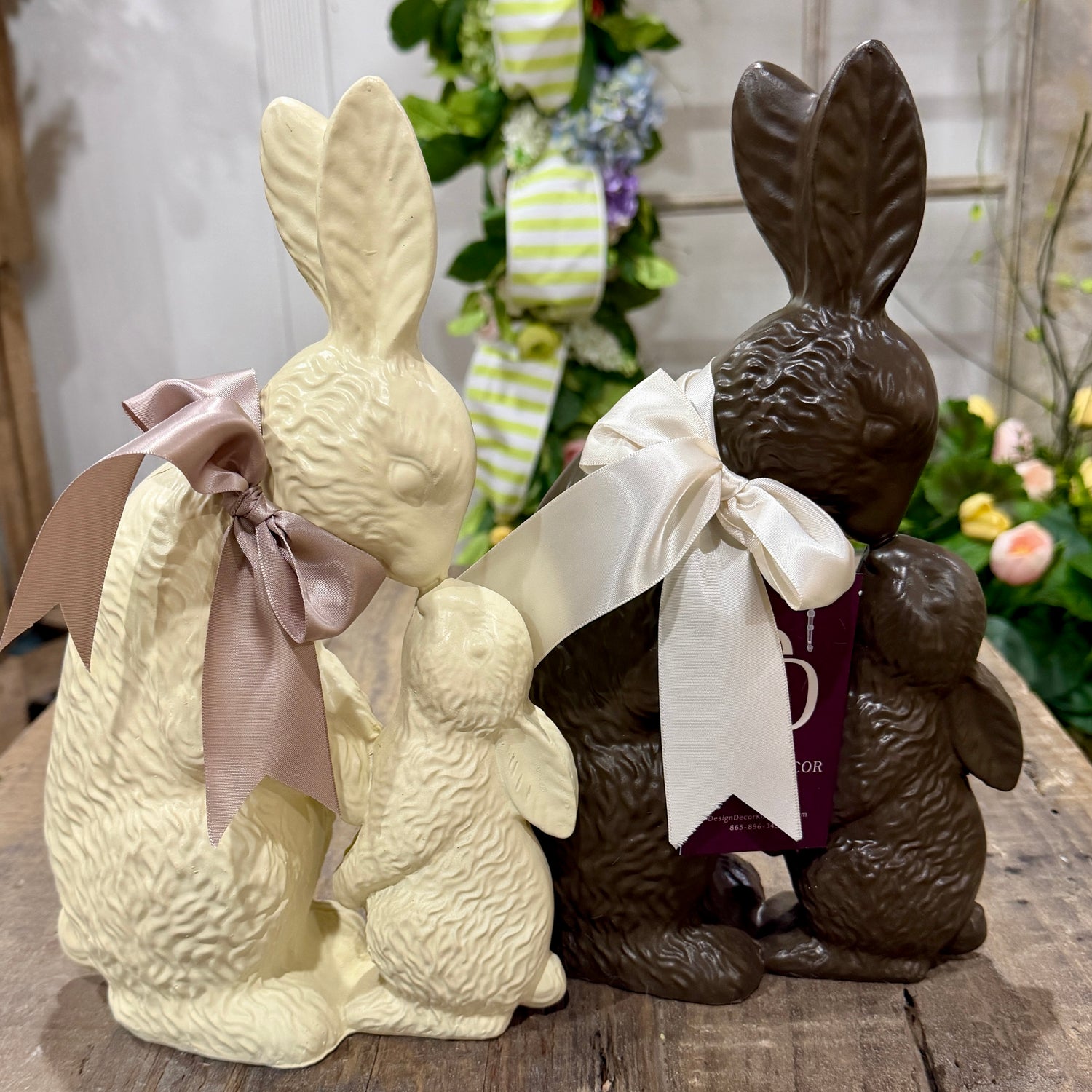 11" “Chocolate” Bunny with Baby | Brown or Ivory (Sold Individually)