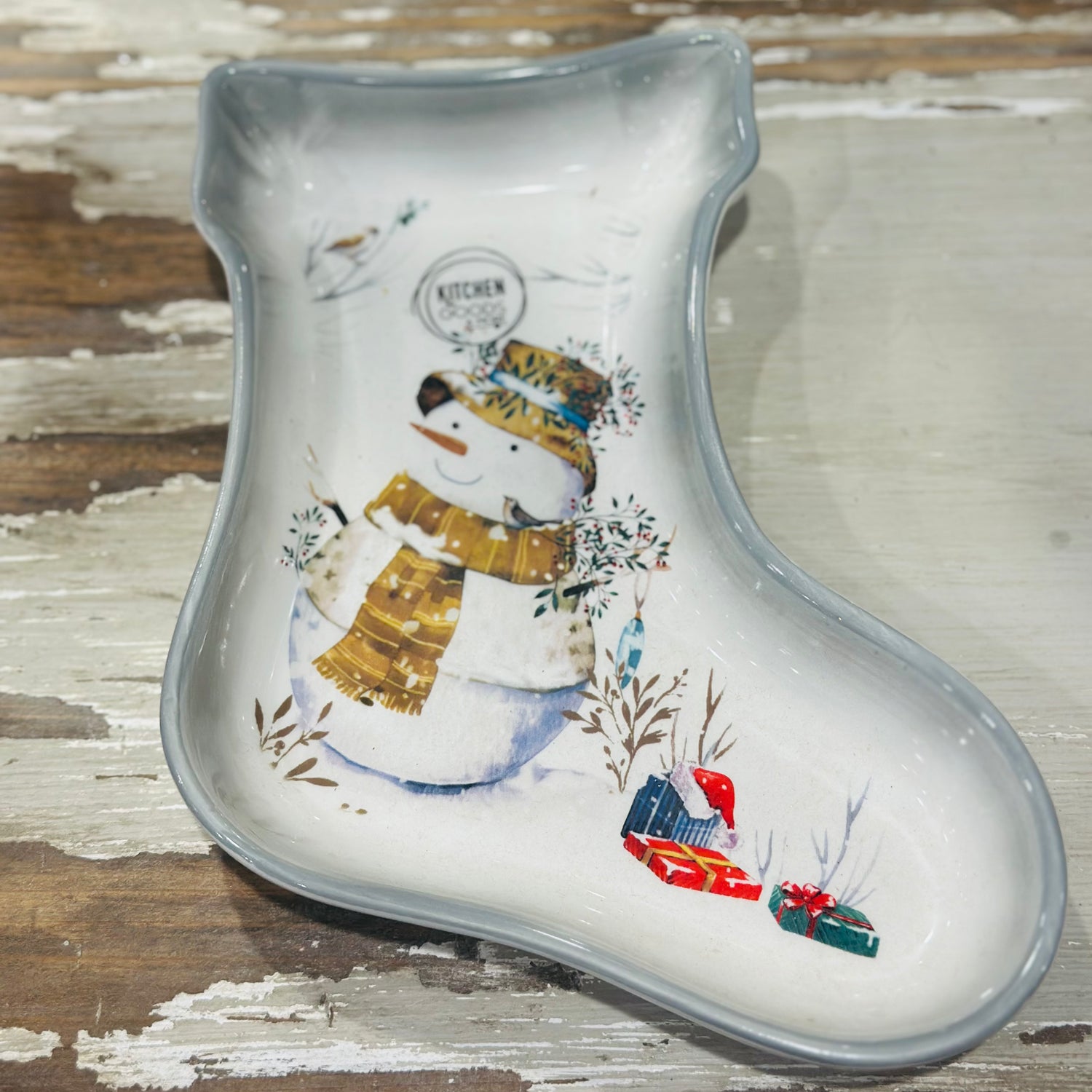 8” Plate Dolomite Snowman