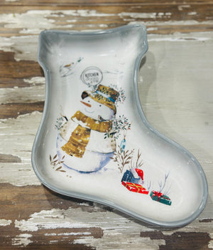 8” Plate Dolomite Snowman