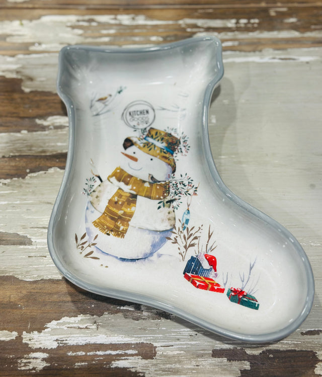 8” Plate Dolomite Snowman