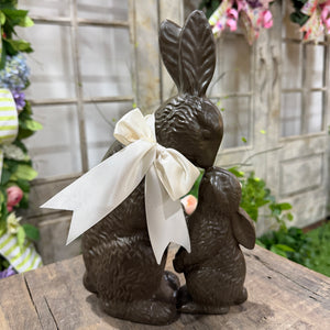 11" “Chocolate” Bunny with Baby | Brown or Ivory (Sold Individually)