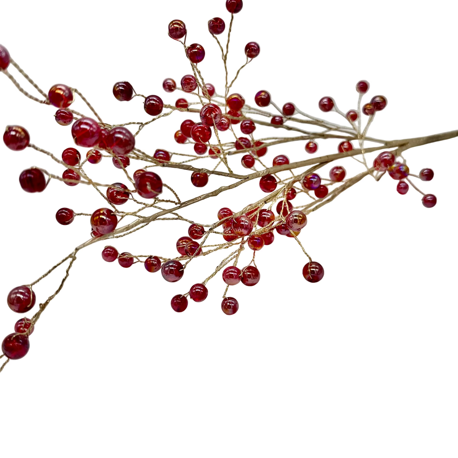 24" Red Iridescent Glass Ball Bead Spray