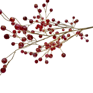 24" Red Iridescent Glass Ball Bead Spray