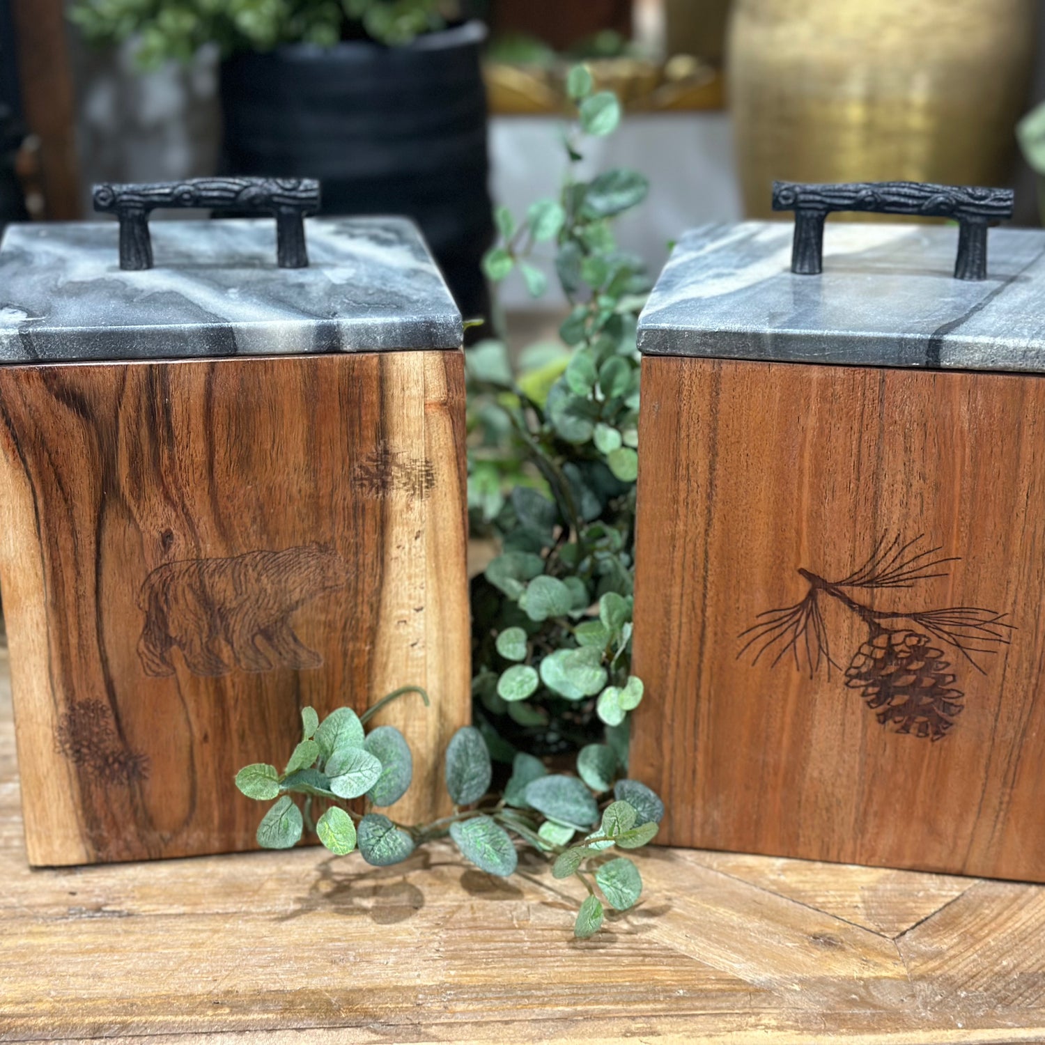 7.5” Rustic Wood Canister