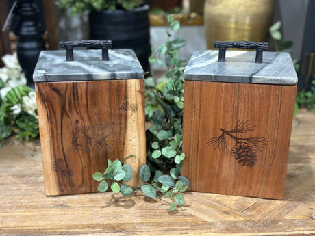 7.5 inch Rustic Wood Canister