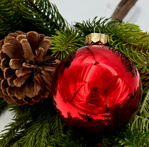 1.4" Red Glass Shiny/Matte Baubles Set of 16