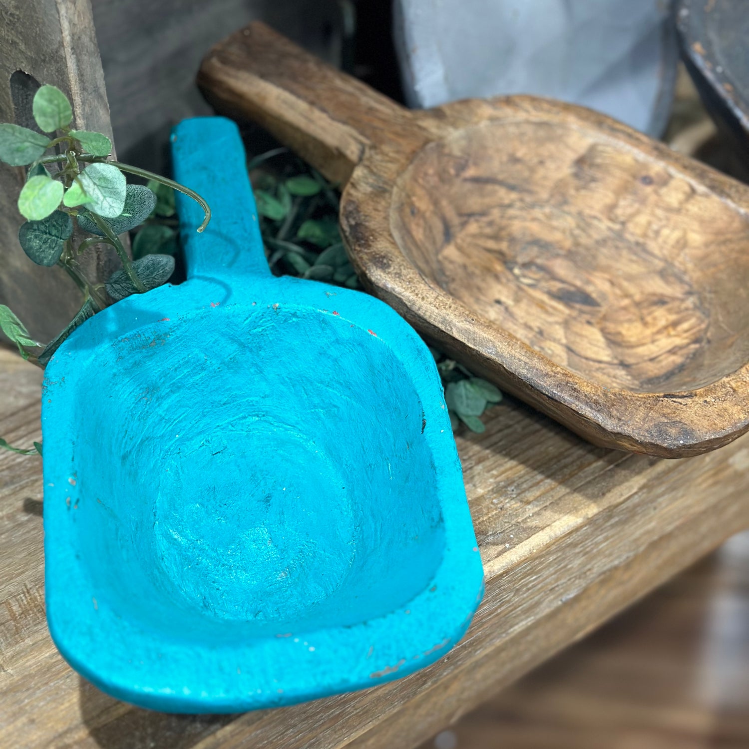 11" Wooden Scoop Dough Bowl