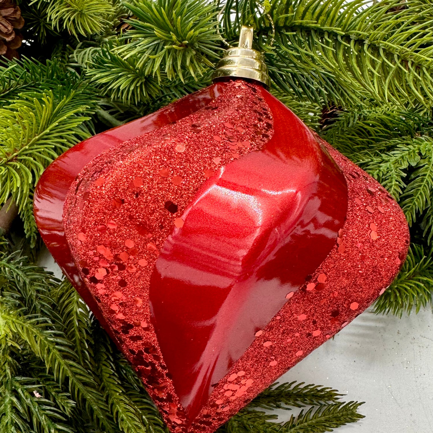6" Candy Glitter Swirl Diamond Christmas Ornament