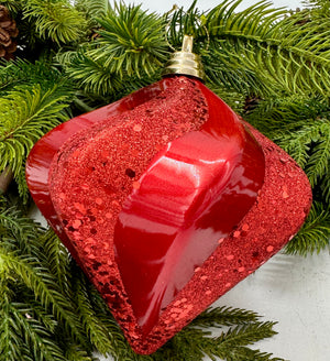 6" Candy Glitter Swirl Diamond Christmas Ornament